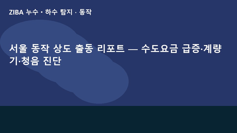 서울 동작 상도 출동 리포트 — 수도요금 급증·계량기·청음 진단